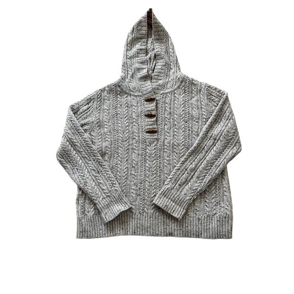 Eddie Bauer Women’s Wool & Cashmere Blend Hooded Cable Knit Fisherman Sweater XL - Picture 3 of 13